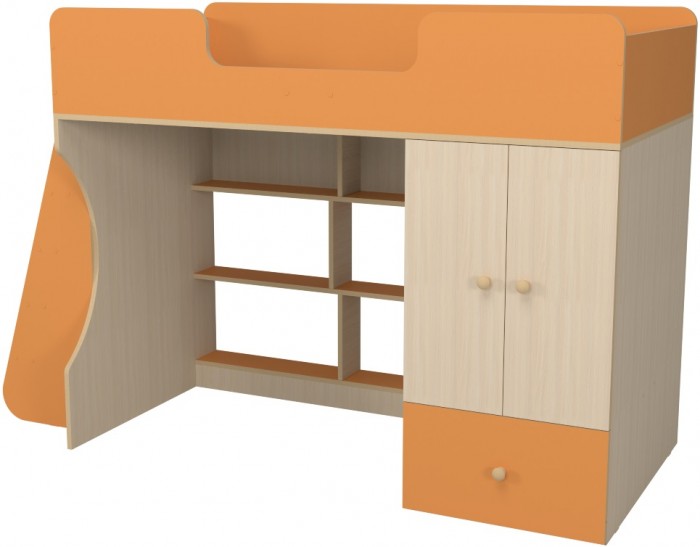 Подростковая кровать Капризун 10 чердак со шкафом Р446 Оранжевый